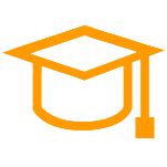a yellow graduation cap icon