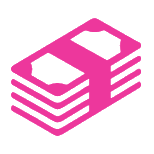 a pink stack of money