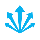Blue arrow with multi-directional arrows